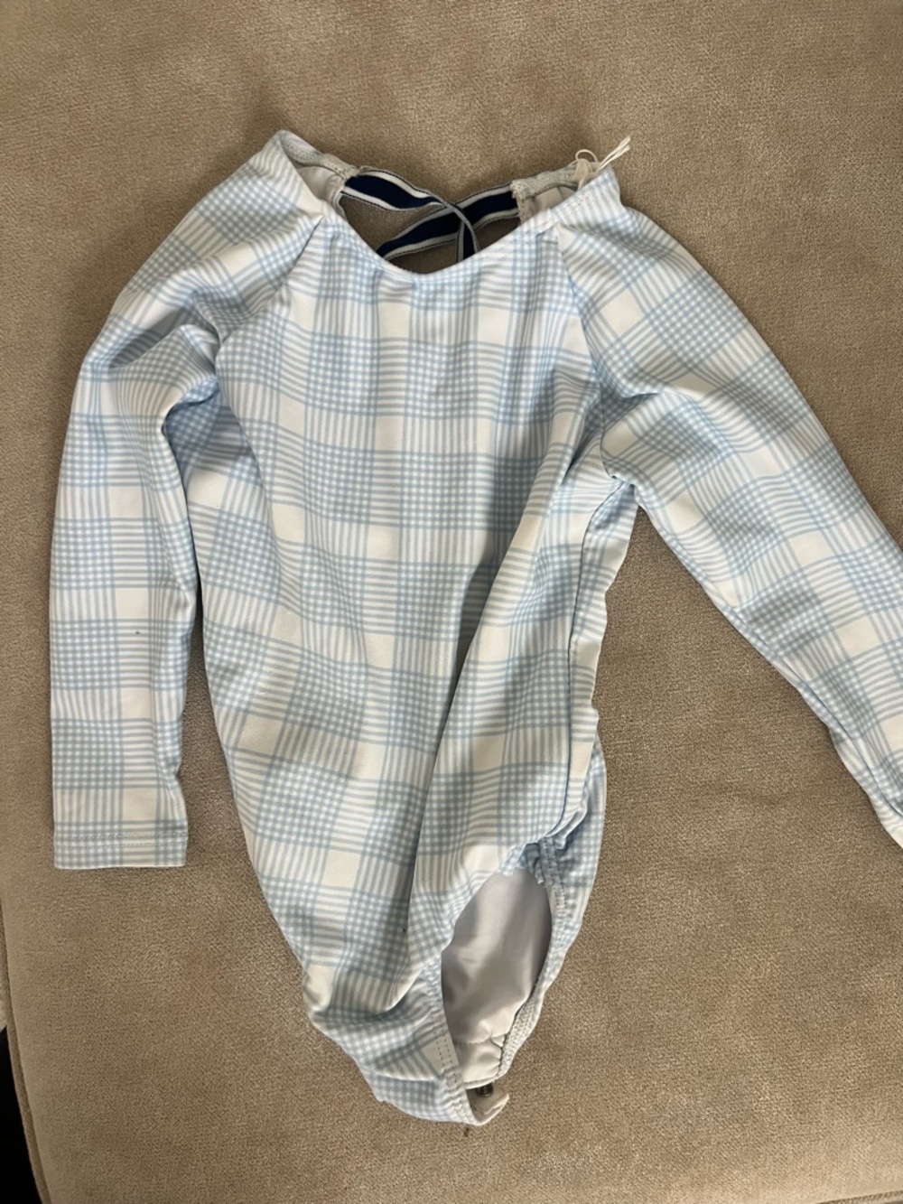 Light Blue Plaid Long Sleeve Bodysuit